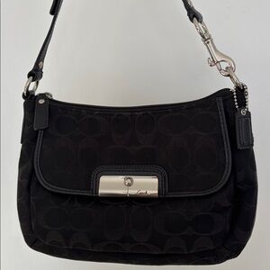 Coach Black Shoulder Bag with Silver Accents